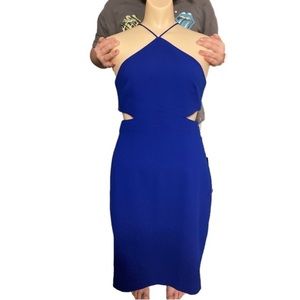 AIDAN Mattox Women's Cocktail Dress Size 4 blue Cutout Sleeveless Sheath